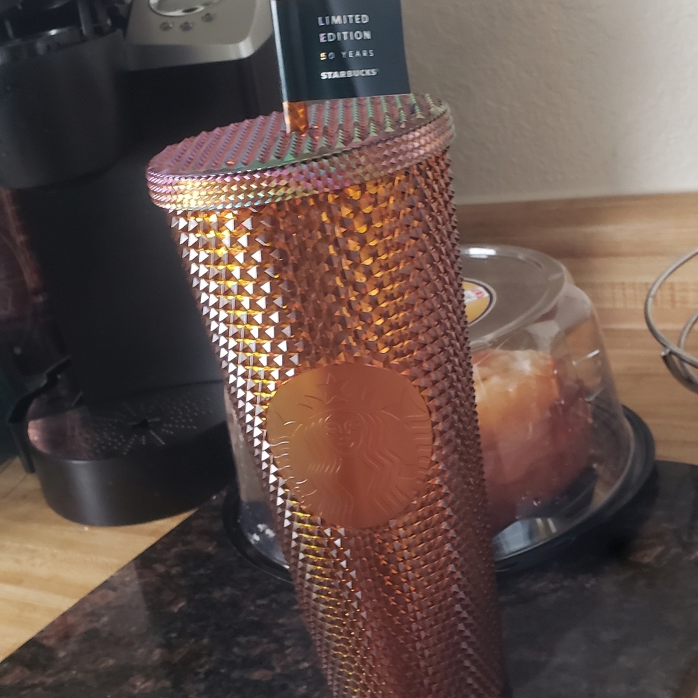 🌼 Starbucks Limited Edition 50th Anniversary Gold Iridescent Studded Tumbler 🌼